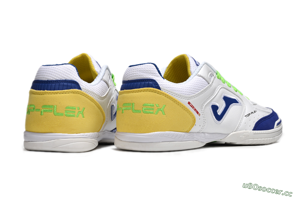 Men's Joma Top Flex IC Indoor & Futsal Low-Tops Football Shoes - White/Blue/Yellow 6