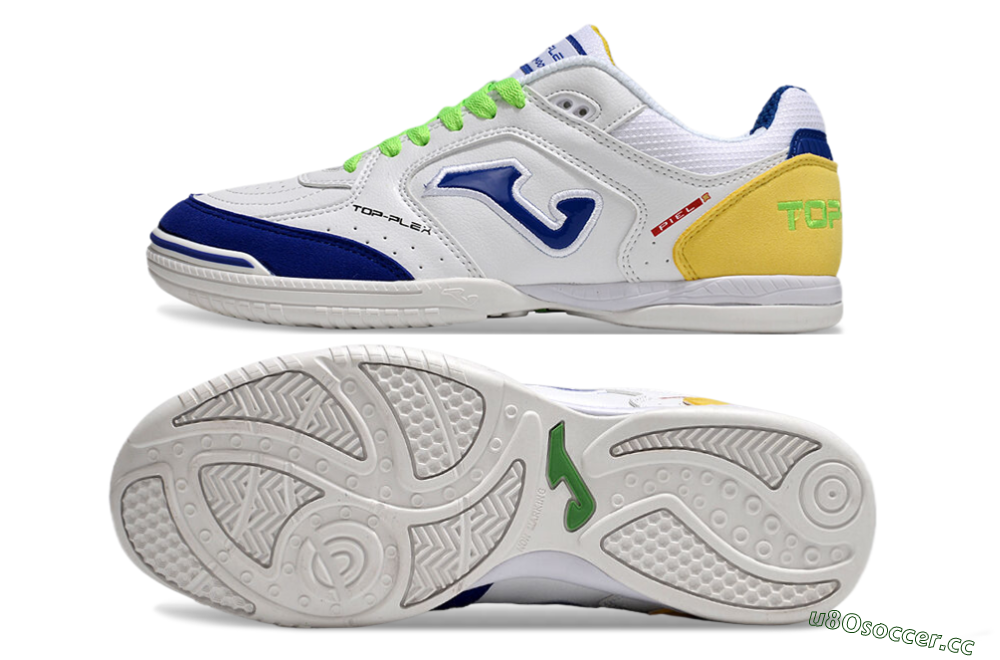 Men's Joma Top Flex IC Indoor & Futsal Low-Tops Football Shoes - White/Blue/Yellow 1