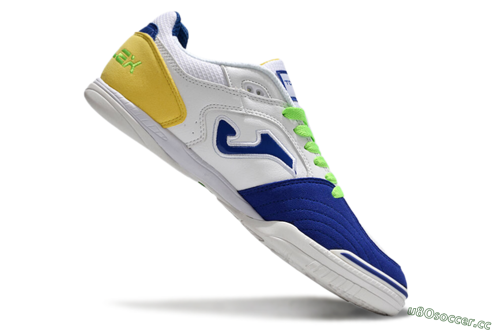 Men's Joma Top Flex IC Indoor & Futsal Low-Tops Football Shoes - White/Blue/Yellow 4