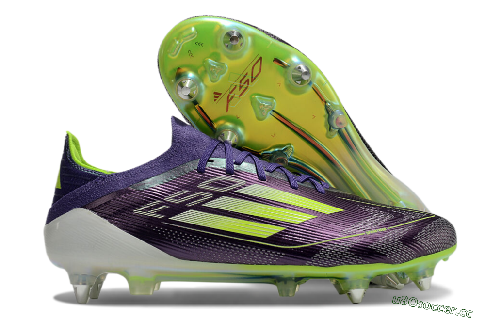 Men's Adidas F50 Elite SG Soft Ground Low-Tops Football Boots - Purple/Yellow/White 2