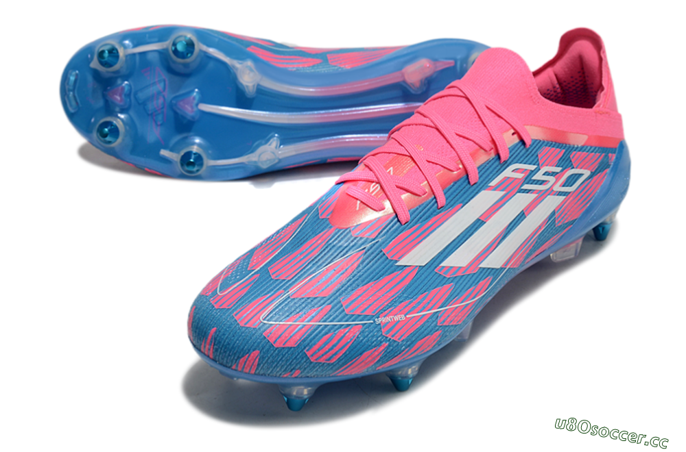 Men's Adidas F50 Elite SG Soft Ground Low-Tops Football Boots - Blue/Pink/White 3