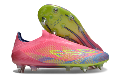 Men's Adidas F50 Elite Laceless SG Soft Ground Low-Tops Football Boots - Red/Yellow/Blue