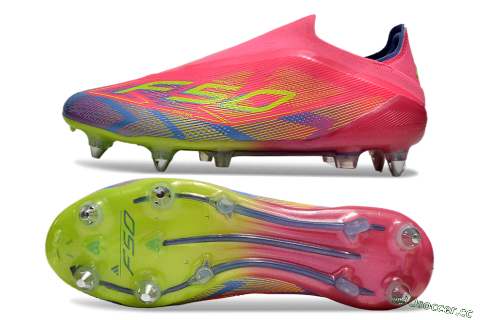 Men's Adidas F50 Elite Laceless SG Soft Ground Low-Tops Football Boots - Red/Yellow/Blue 1