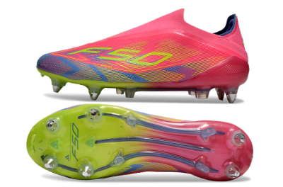 Men's Adidas F50 Elite Laceless SG Soft Ground Low-Tops Football Boots - Red/Yellow/Blue