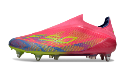 Men's Adidas F50 Elite Laceless SG Soft Ground Low-Tops Football Boots - Red/Yellow/Blue