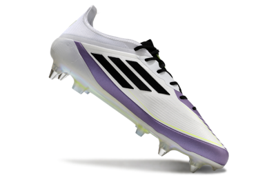 Men's Adidas F50 Elite Messi SG Soft Ground Low-Tops Football Boots - White/Black/Purple