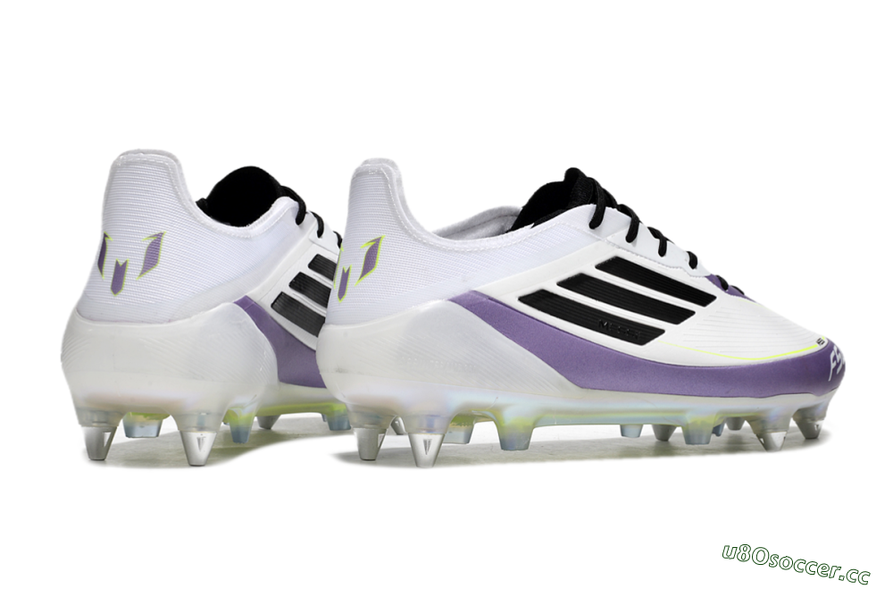 Men's Adidas F50 Elite Messi SG Soft Ground Low-Tops Football Boots - White/Black/Purple 6