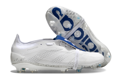 Men's Adidas Predator Elite Foldover Tongue FG Firm Ground Low-Tops Football Boots - Beige/White/Blue