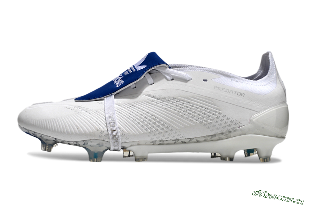 Men's Adidas Predator Elite Foldover Tongue FG Firm Ground Low-Tops Football Boots - Beige/White/Blue 0