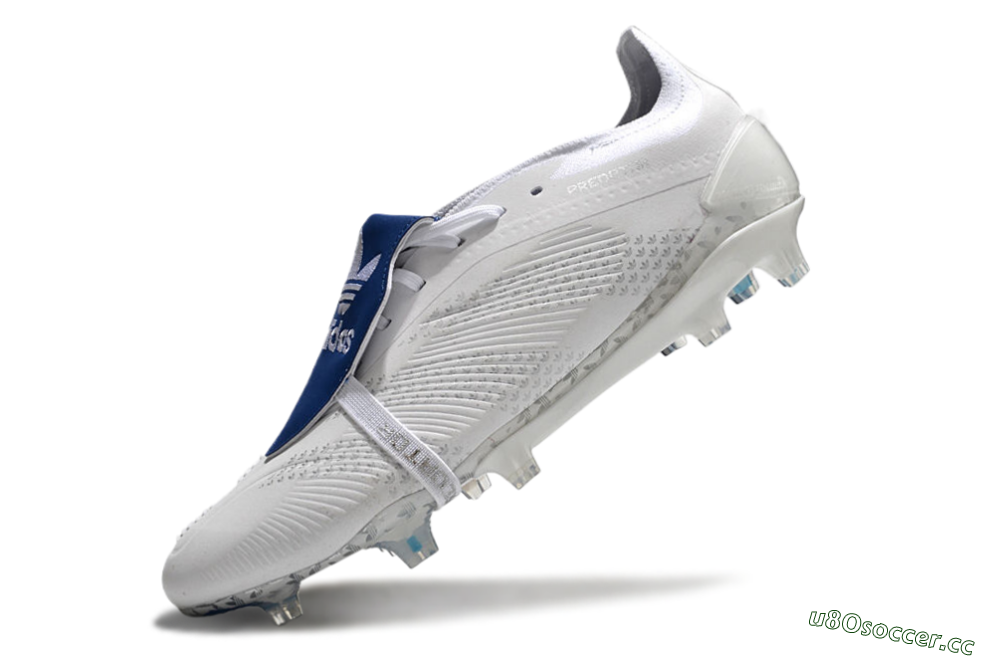 Men's Adidas Predator Elite Foldover Tongue FG Firm Ground Low-Tops Football Boots - Beige/White/Blue 5