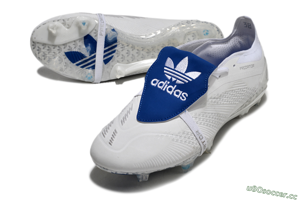 Men's Adidas Predator Elite Foldover Tongue FG Firm Ground Low-Tops Football Boots - Beige/White/Blue 3