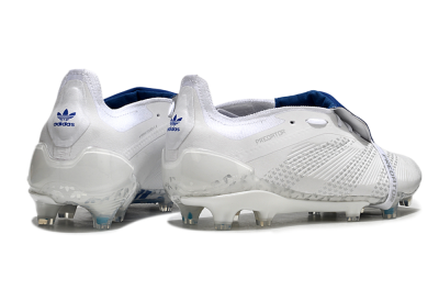 Men's Adidas Predator Elite Foldover Tongue FG Firm Ground Low-Tops Football Boots - Beige/White/Blue