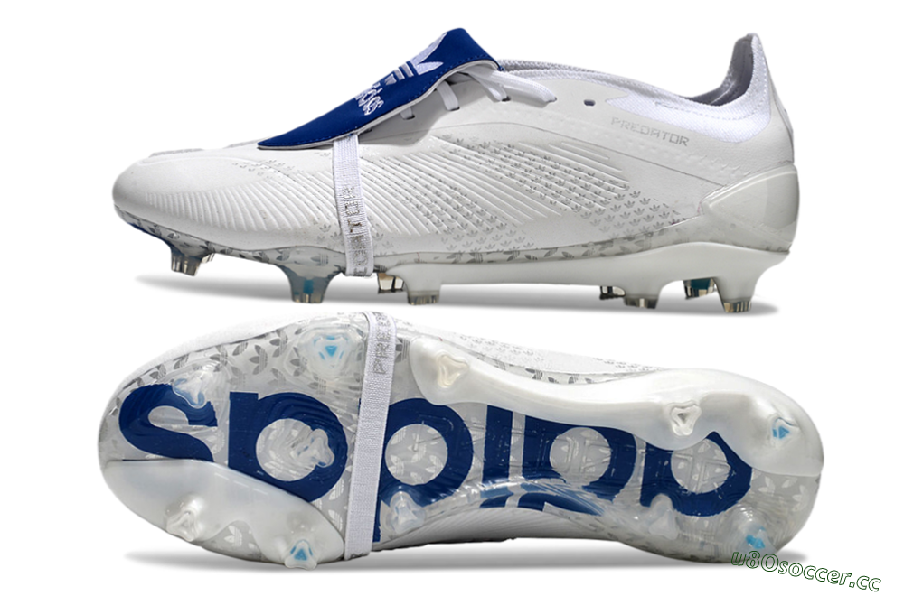 Men's Adidas Predator Elite Foldover Tongue FG Firm Ground Low-Tops Football Boots - Beige/White/Blue 1