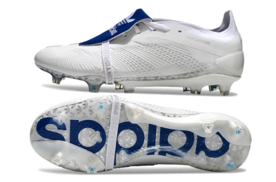 Men's Adidas Predator Elite Foldover Tongue FG Firm Ground Low-Tops Football Boots - Beige/White/Blue