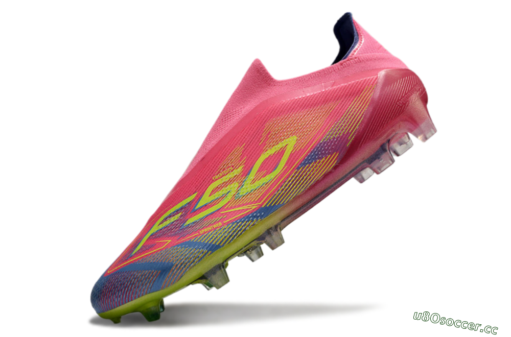 Men's Adidas F50 Elite Laceless FG Firm Ground Low-Tops Football Boots - Red/Yellow/Blue 5