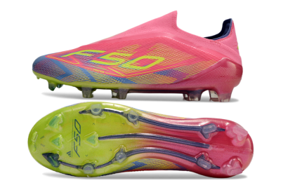 Men's Adidas F50 Elite Laceless FG Firm Ground Low-Tops Football Boots - Red/Yellow/Blue
