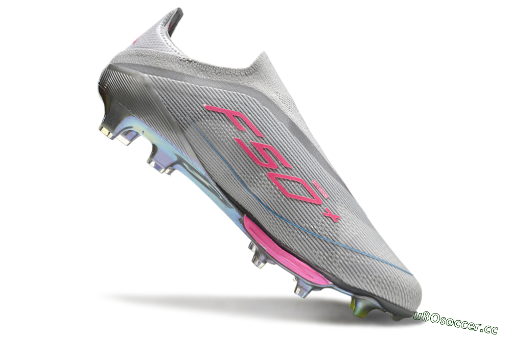 Men's Adidas F50+ Lightstrike Elite Laceless FG Firm Ground Low-Tops Football Boots - Grey/Pink/Yellow 4