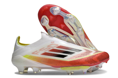Men's Adidas F50+ Lightstrike Elite Laceless FG Firm Ground Low-Tops Football Boots - Red/White/Yellow