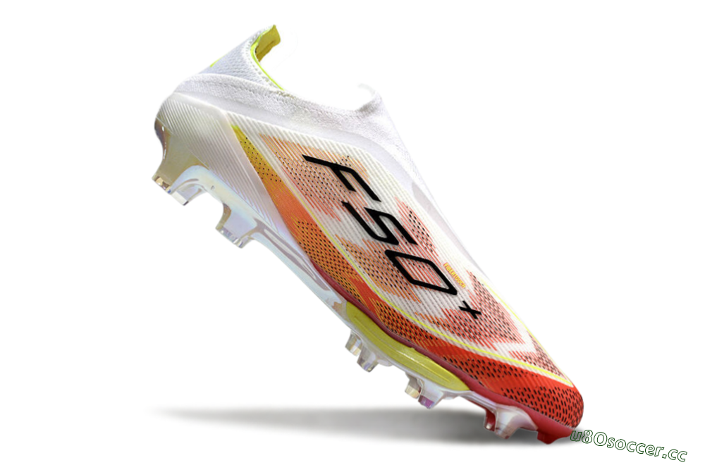 Men's Adidas F50+ Lightstrike Elite Laceless FG Firm Ground Low-Tops Football Boots - Red/White/Yellow 4