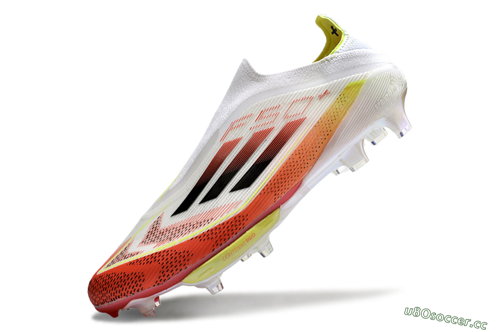 Men's Adidas F50+ Lightstrike Elite Laceless FG Firm Ground Low-Tops Football Boots - Red/White/Yellow 5