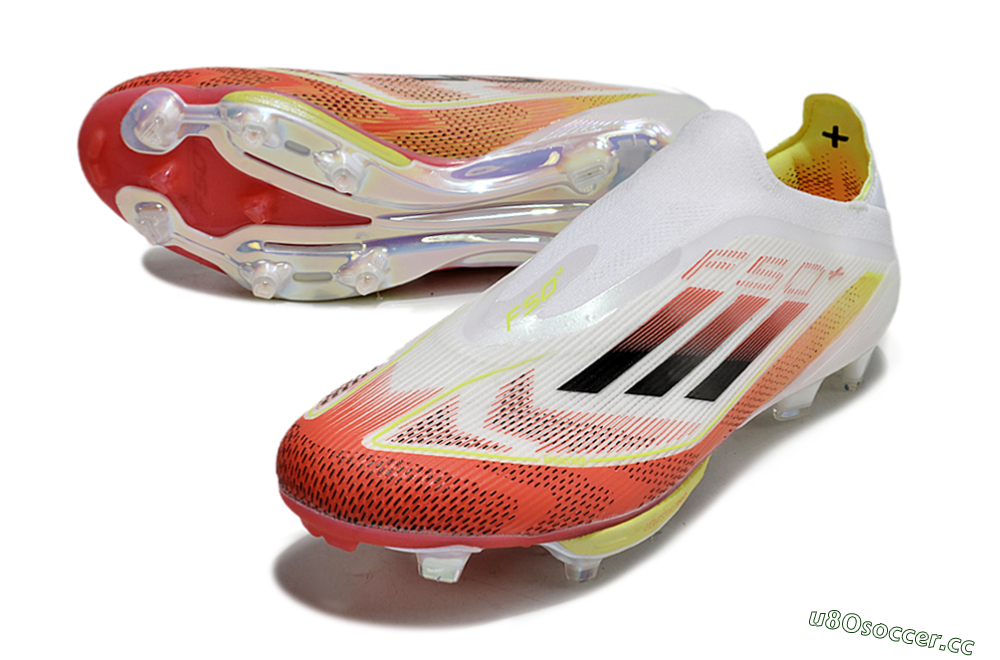 Men's Adidas F50+ Lightstrike Elite Laceless FG Firm Ground Low-Tops Football Boots - Red/White/Yellow 3