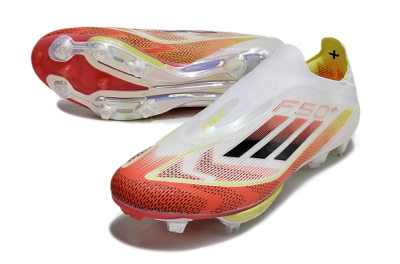 Men's Adidas F50+ Lightstrike Elite Laceless FG Firm Ground Low-Tops Football Boots - Red/White/Yellow