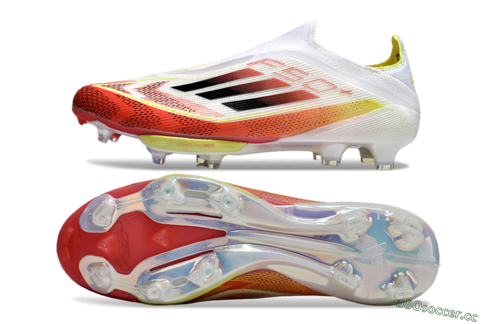 Men's Adidas F50+ Lightstrike Elite Laceless FG Firm Ground Low-Tops Football Boots - Red/White/Yellow 1