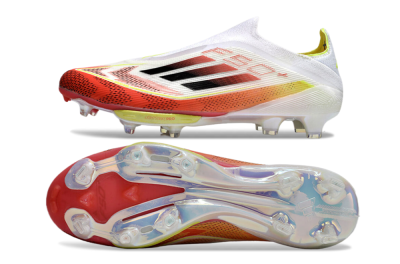 Men's Adidas F50+ Lightstrike Elite Laceless FG Firm Ground Low-Tops Football Boots - Red/White/Yellow
