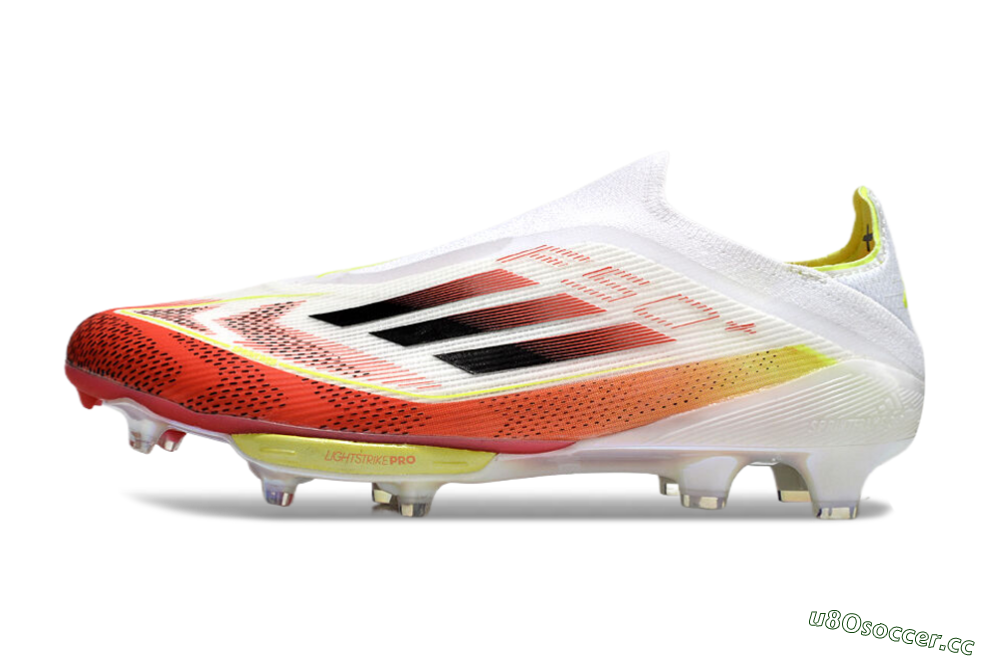 Men's Adidas F50+ Lightstrike Elite Laceless FG Firm Ground Low-Tops Football Boots - Red/White/Yellow 0