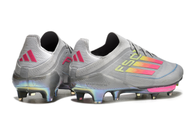 Men's Adidas F50+ Lightstrike Elite FG Firm Ground Low-Tops Football Boots - Grey/Pink/Yellow