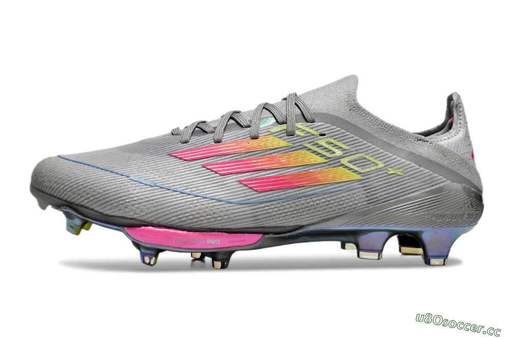 Men's Adidas F50+ Lightstrike Elite FG Firm Ground Low-Tops Football Boots - Grey/Pink/Yellow 0
