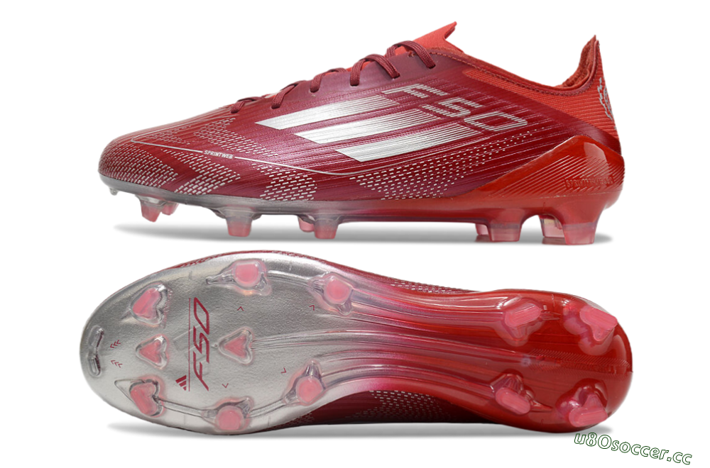 Men's Adidas F50 Elite FG Firm Ground Low-Tops Football Boots - Red/Silver/White 1