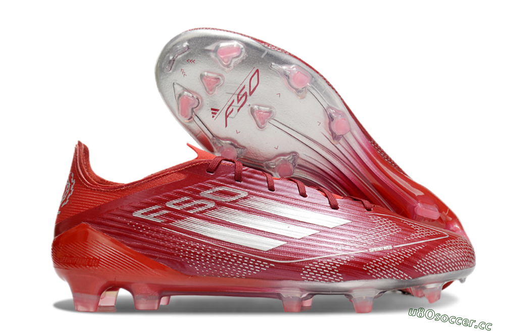 Men's Adidas F50 Elite FG Firm Ground Low-Tops Football Boots - Red/Silver/White 2