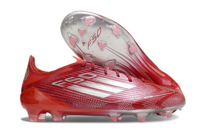 Men's Adidas F50 Elite FG Firm Ground Low-Tops Football Boots - Red/Silver/White
