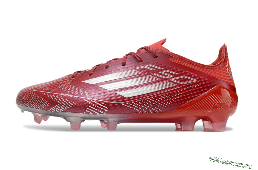 Men's Adidas F50 Elite FG Firm Ground Low-Tops Football Boots - Red/Silver/White 0