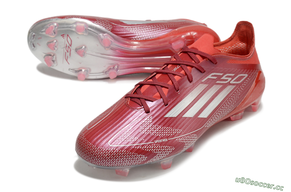 Men's Adidas F50 Elite FG Firm Ground Low-Tops Football Boots - Red/Silver/White 3
