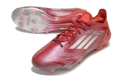 Men's Adidas F50 Elite FG Firm Ground Low-Tops Football Boots - Red/Silver/White