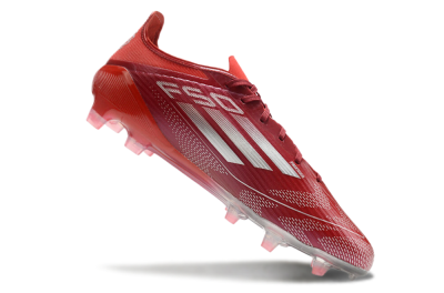 Men's Adidas F50 Elite FG Firm Ground Low-Tops Football Boots - Red/Silver/White