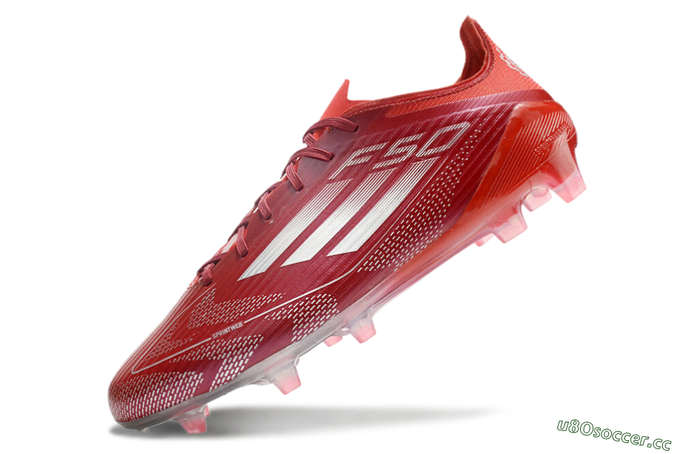Men's Adidas F50 Elite FG Firm Ground Low-Tops Football Boots - Red/Silver/White 5