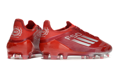 Men's Adidas F50 Elite FG Firm Ground Low-Tops Football Boots - Red/Silver/White