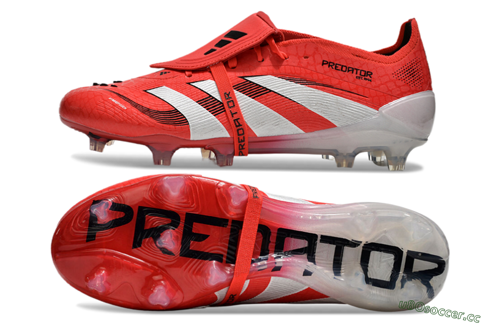 Unisex Adidas Predator Elite Foldover Tongue 2025 Pure Victory FG Firm Ground Low-Tops Football Boots - Lucid Red/White/Black 0