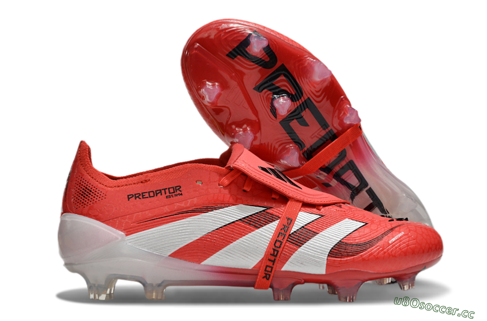 Unisex Adidas Predator Elite Foldover Tongue 2025 Pure Victory FG Firm Ground Low-Tops Football Boots - Lucid Red/White/Black 3