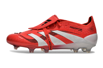 Unisex Adidas Predator Elite Foldover Tongue 2025 Pure Victory FG Firm Ground Low-Tops Football Boots - Lucid Red/White/Black