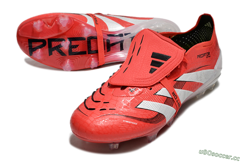Unisex Adidas Predator Elite Foldover Tongue 2025 Pure Victory FG Firm Ground Low-Tops Football Boots - Lucid Red/White/Black 5