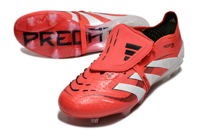 Unisex Adidas Predator Elite Foldover Tongue 2025 Pure Victory FG Firm Ground Low-Tops Football Boots - Lucid Red/White/Black
