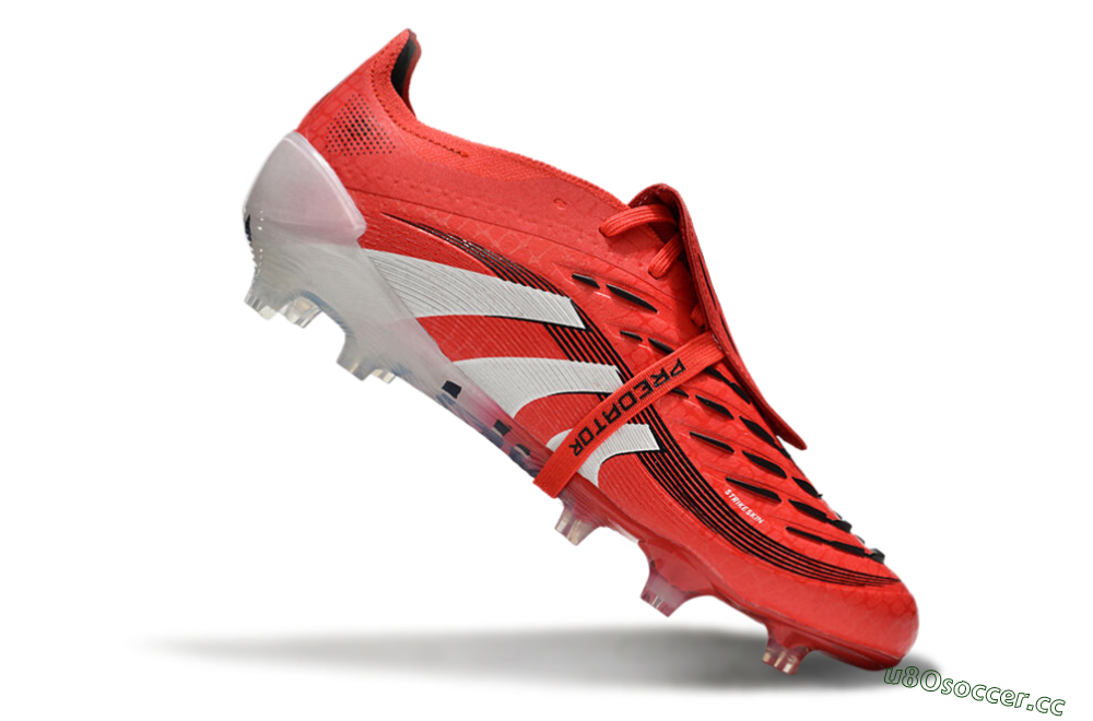 Unisex Adidas Predator Elite Foldover Tongue 2025 Pure Victory FG Firm Ground Low-Tops Football Boots - Lucid Red/White/Black 6