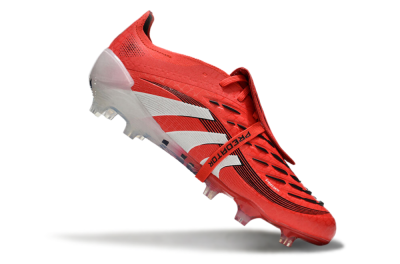 Unisex Adidas Predator Elite Foldover Tongue 2025 Pure Victory FG Firm Ground Low-Tops Football Boots - Lucid Red/White/Black