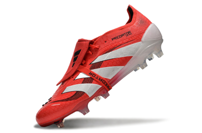 Unisex Adidas Predator Elite Foldover Tongue 2025 Pure Victory FG Firm Ground Low-Tops Football Boots - Lucid Red/White/Black