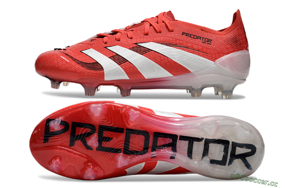 Unisex Adidas Predator Elite 2025 Pure Victory FG Firm Ground Low-Tops Football Boots - Lucid Red/White/Black 1