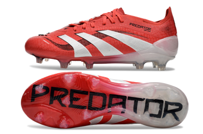 Unisex Adidas Predator Elite 2025 Pure Victory FG Firm Ground Low-Tops Football Boots - Lucid Red/White/Black